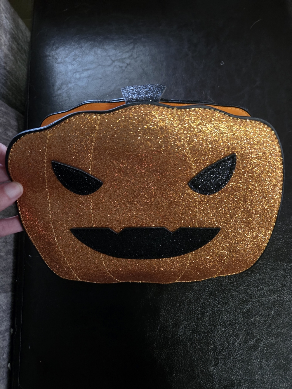 Glitter Pumpkin Crossbody Bag - Orange